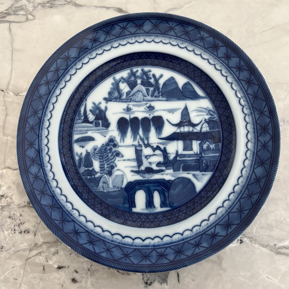 Rare Mottahedeh Blue Canton‎ Luncheon Plate Numbered Charleston Vista Alegre